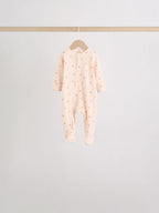 Brown Ditsy Floral 5 Pack Two Way Zip Baby Sleepsuit (0-2yrs)