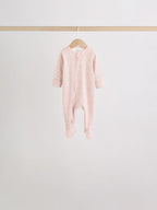 Brown Ditsy Floral 5 Pack Two Way Zip Baby Sleepsuit (0-2yrs)