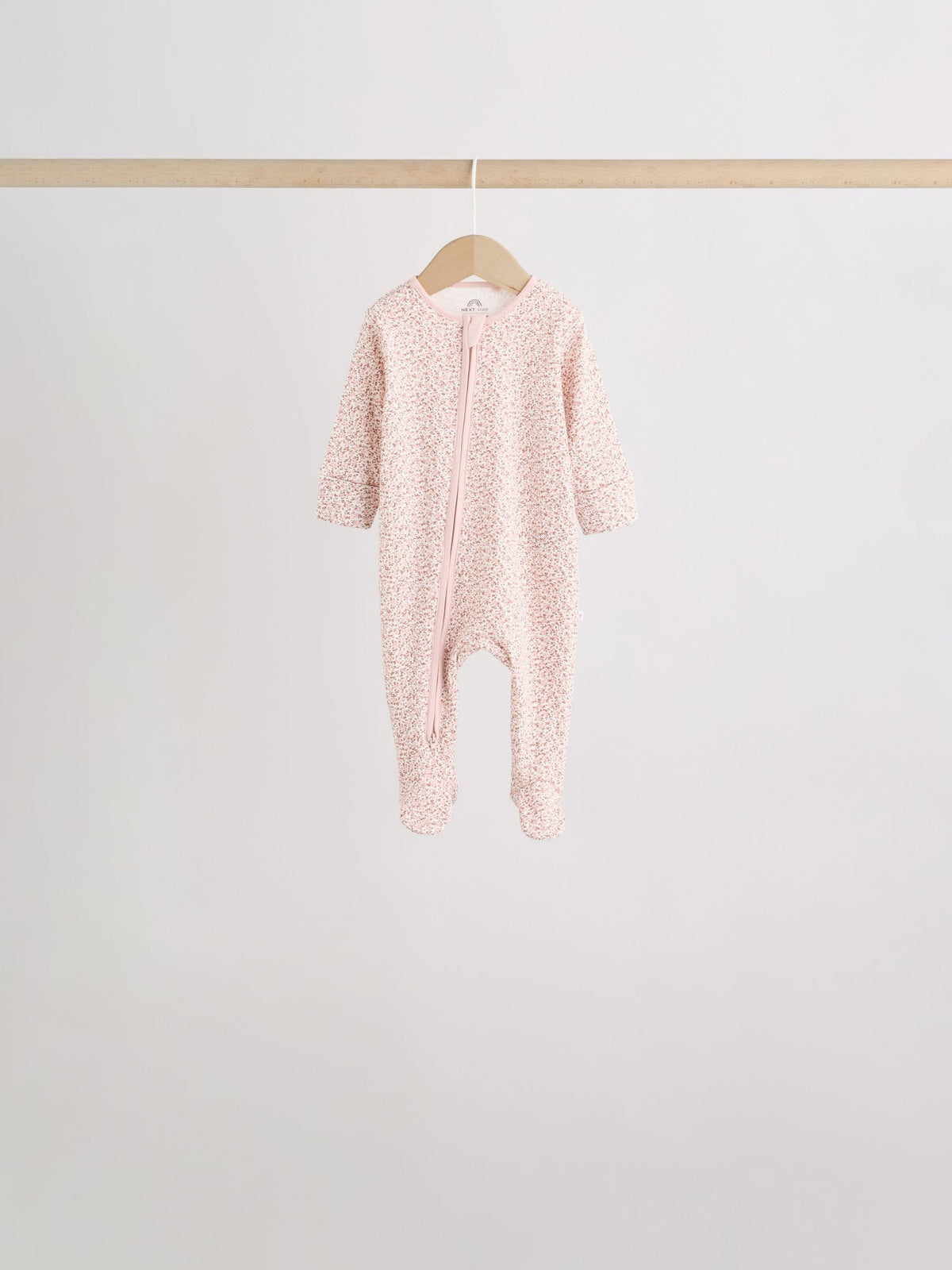 Brown Ditsy Floral 5 Pack Two Way Zip Baby Sleepsuit (0-2yrs)