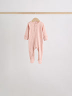Brown Ditsy Floral 5 Pack Two Way Zip Baby Sleepsuit (0-2yrs)