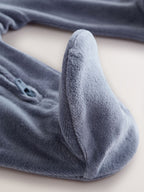 Blue Velour Two Way Zip Baby Sleepsuits 2 Pack (0mths-2yrs)
