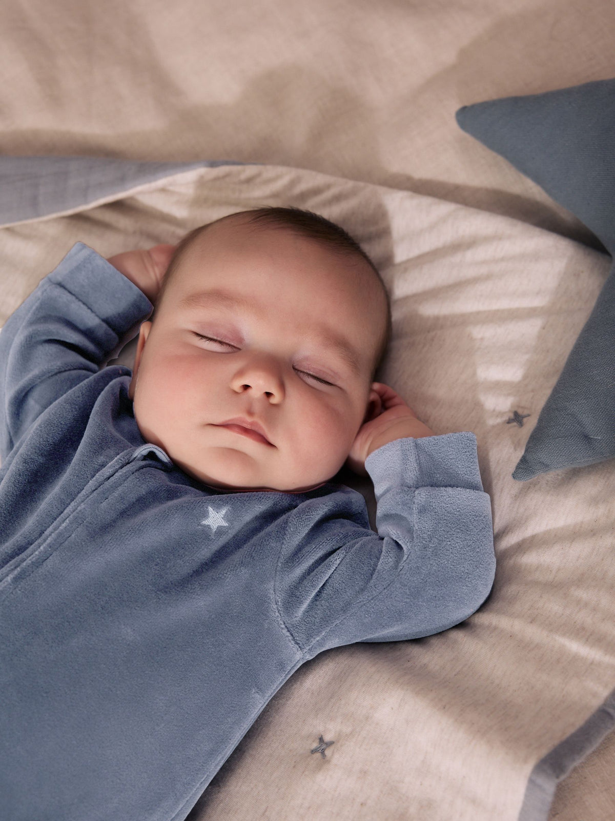 Blue Velour Two Way Zip Baby Sleepsuits 2 Pack (0mths-2yrs)