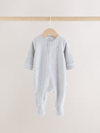 Blue Velour Two Way Zip Baby Sleepsuits 2 Pack (0mths-2yrs)
