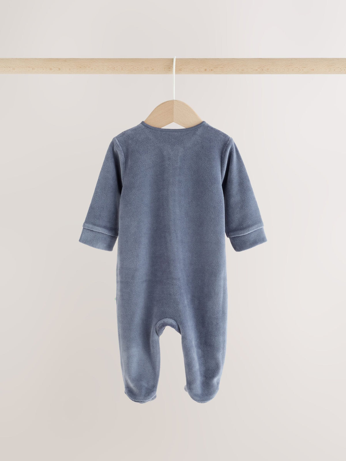 Blue Velour Two Way Zip Baby Sleepsuits 2 Pack (0mths-2yrs)