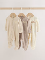 Neutral Milk Club Two Way Zip Sleepsuits 3 Pack (0-2yrs)