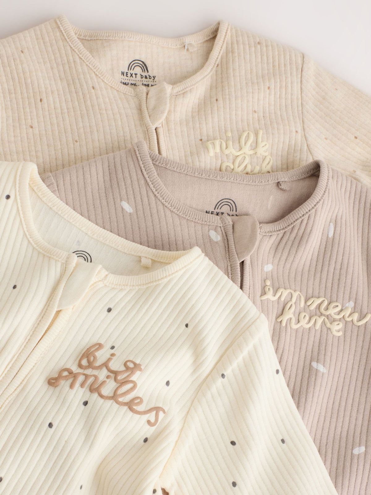 Neutral Milk Club Two Way Zip Sleepsuits 3 Pack (0-2yrs)