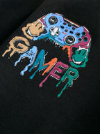Black Gamer Regular Fit Print Hoodie Joggers Set (3-16yrs)