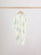 Green Star Two Way Zip Baby Sleepsuits 5 Pack (0-2yrs)