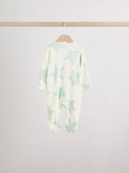 Green Star Two Way Zip Baby Sleepsuits 5 Pack (0-2yrs)