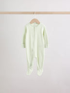Green Star Two Way Zip Baby Sleepsuits 5 Pack (0-2yrs)