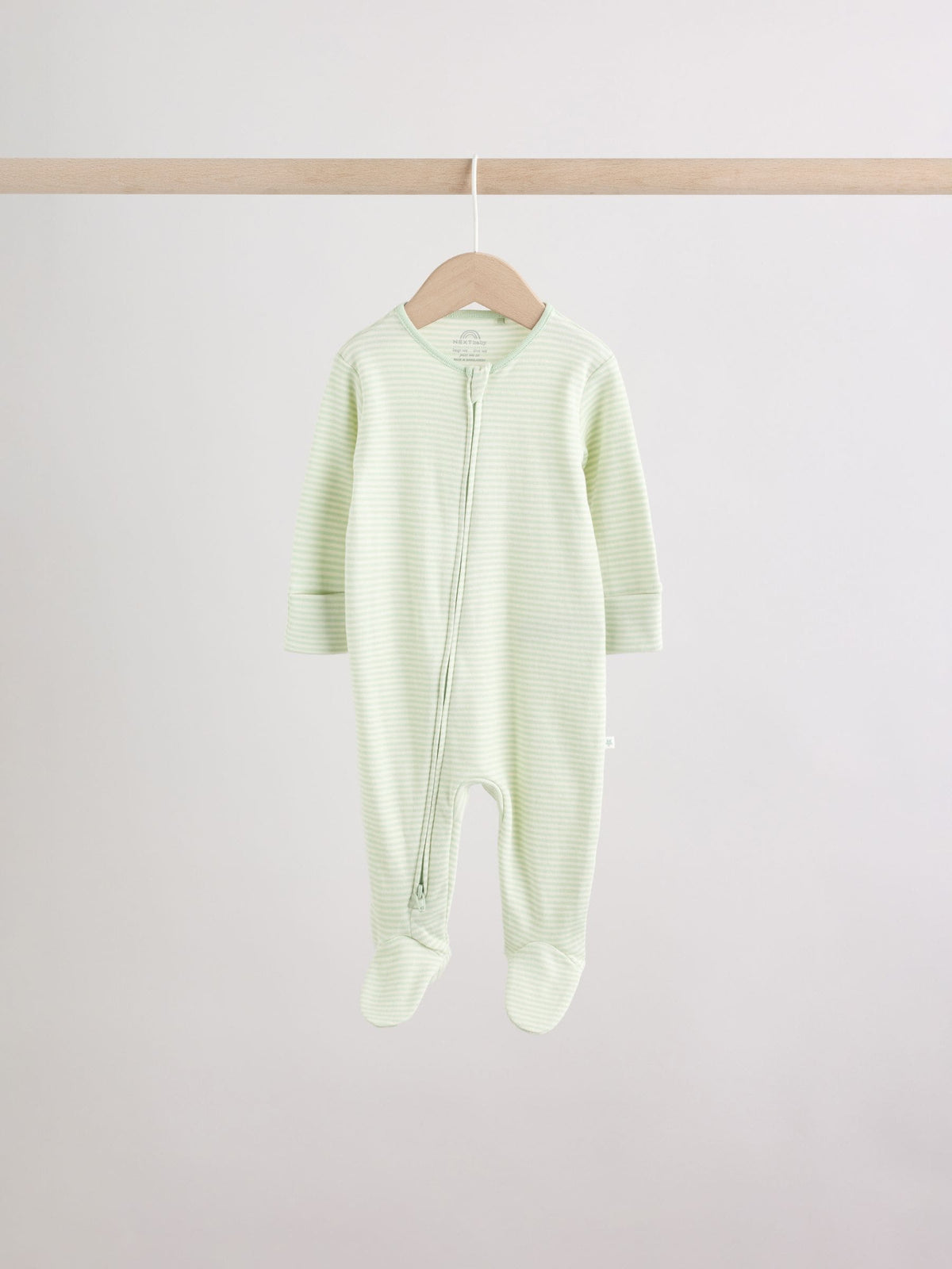 Green Star Two Way Zip Baby Sleepsuits 5 Pack (0-2yrs)