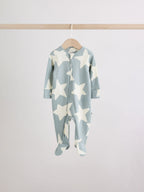Green Star Two Way Zip Baby Sleepsuits 5 Pack (0-2yrs)