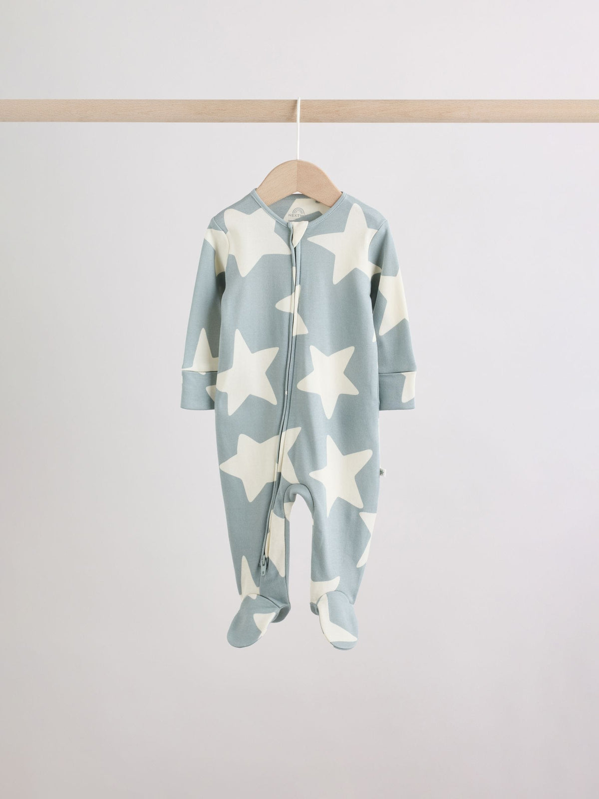 Green Star Two Way Zip Baby Sleepsuits 5 Pack (0-2yrs)