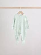 Green Star Two Way Zip Baby Sleepsuits 5 Pack (0-2yrs)