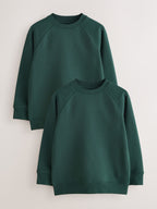 Green Crew Neck School Sweater 2 Pack (3-16yrs)