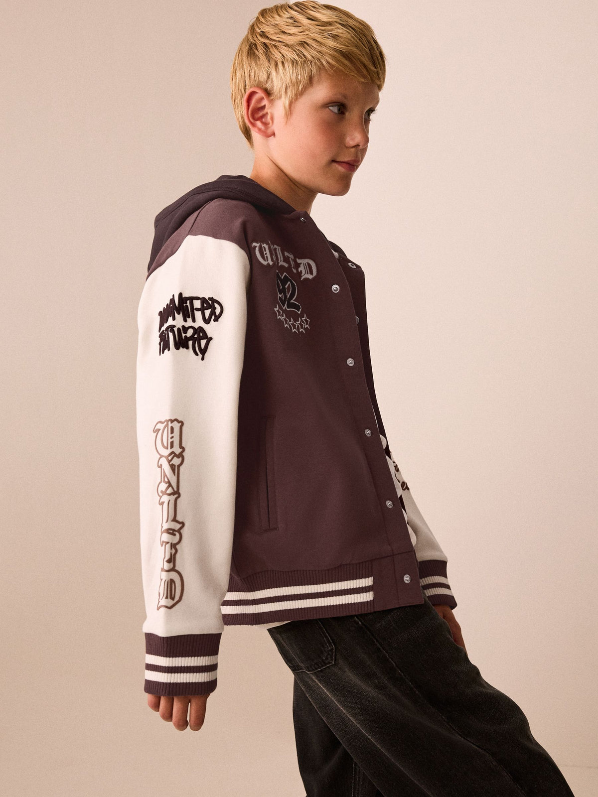 Brown Graphic Print Bomber Jacket (3-16yrs)
