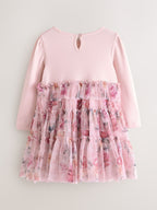 Baker by Ted Baker Pink Floral Tiered Mesh Mockable Dress