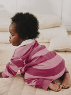 Pink Stripe Collared Jersey Baby Romper (0mths-2yrs)
