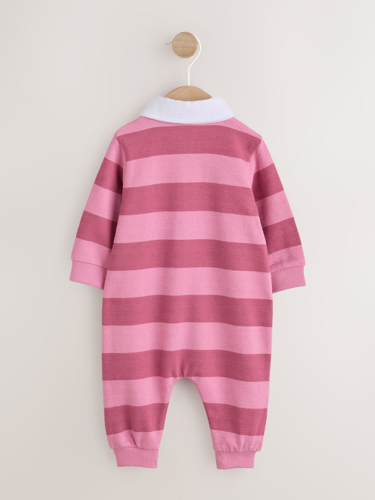 Pink Stripe Collared Jersey Baby Romper (0mths-2yrs)