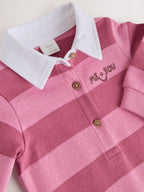 Pink Stripe Collared Jersey Baby Romper (0mths-2yrs)