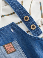 Blue Denim Baby Dungarees and Polo Bodysuit Set (0mths-3yrs)