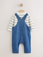 Blue Denim Baby Dungarees and Polo Bodysuit Set (0mths-3yrs)