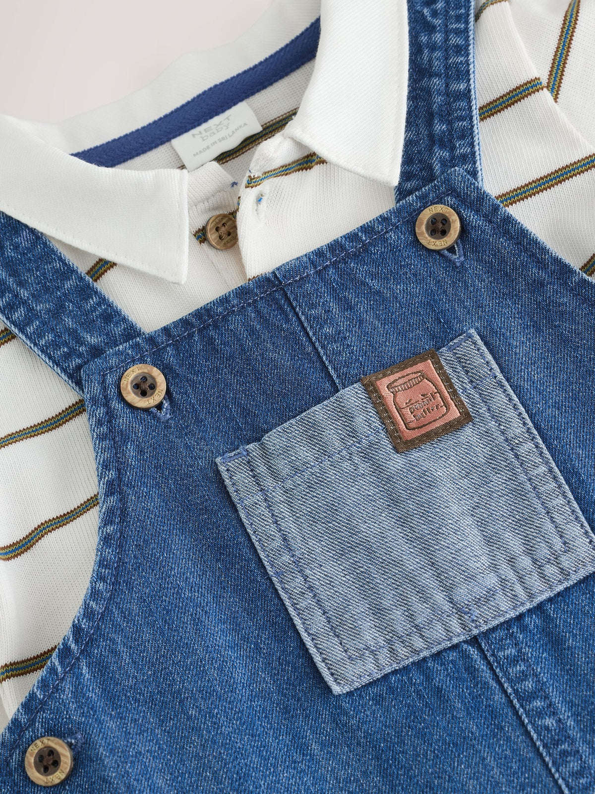 Blue Denim Baby Dungarees and Polo Bodysuit Set (0mths-3yrs)