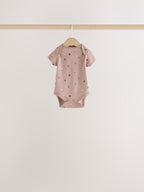 Orange Floral Short Sleeve Baby Bodysuit 5 Pack