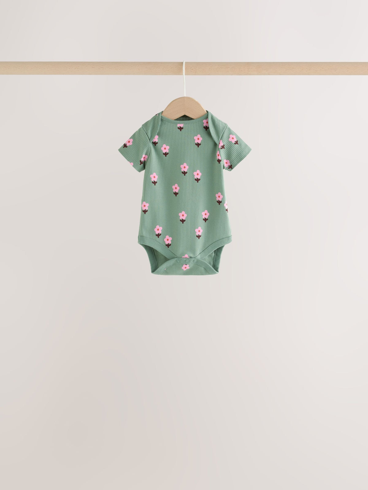 Orange Floral Short Sleeve Baby Bodysuit 5 Pack