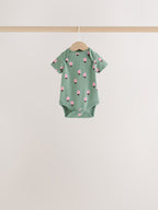 Orange Floral Short Sleeve Baby Bodysuit 5 Pack