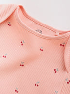 Pink Cherry Print 5 Pack Long Sleeve Baby Bodysuit