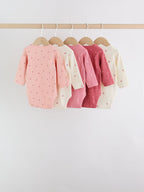 Pink Cherry Print 5 Pack Long Sleeve Baby Bodysuit