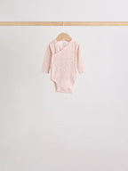 Brown Ditsy Floral Wrap Baby Bodysuits 5 Pack
