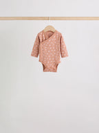 Brown Ditsy Floral Wrap Baby Bodysuits 5 Pack