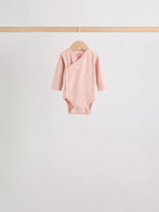 Brown Ditsy Floral Wrap Baby Bodysuits 5 Pack