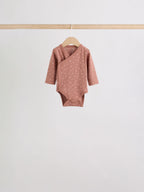 Brown Ditsy Floral Wrap Baby Bodysuits 5 Pack