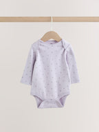 Lilac/Sage Fairy Mouse Long Sleeve Baby Bodysuits 5 Pack