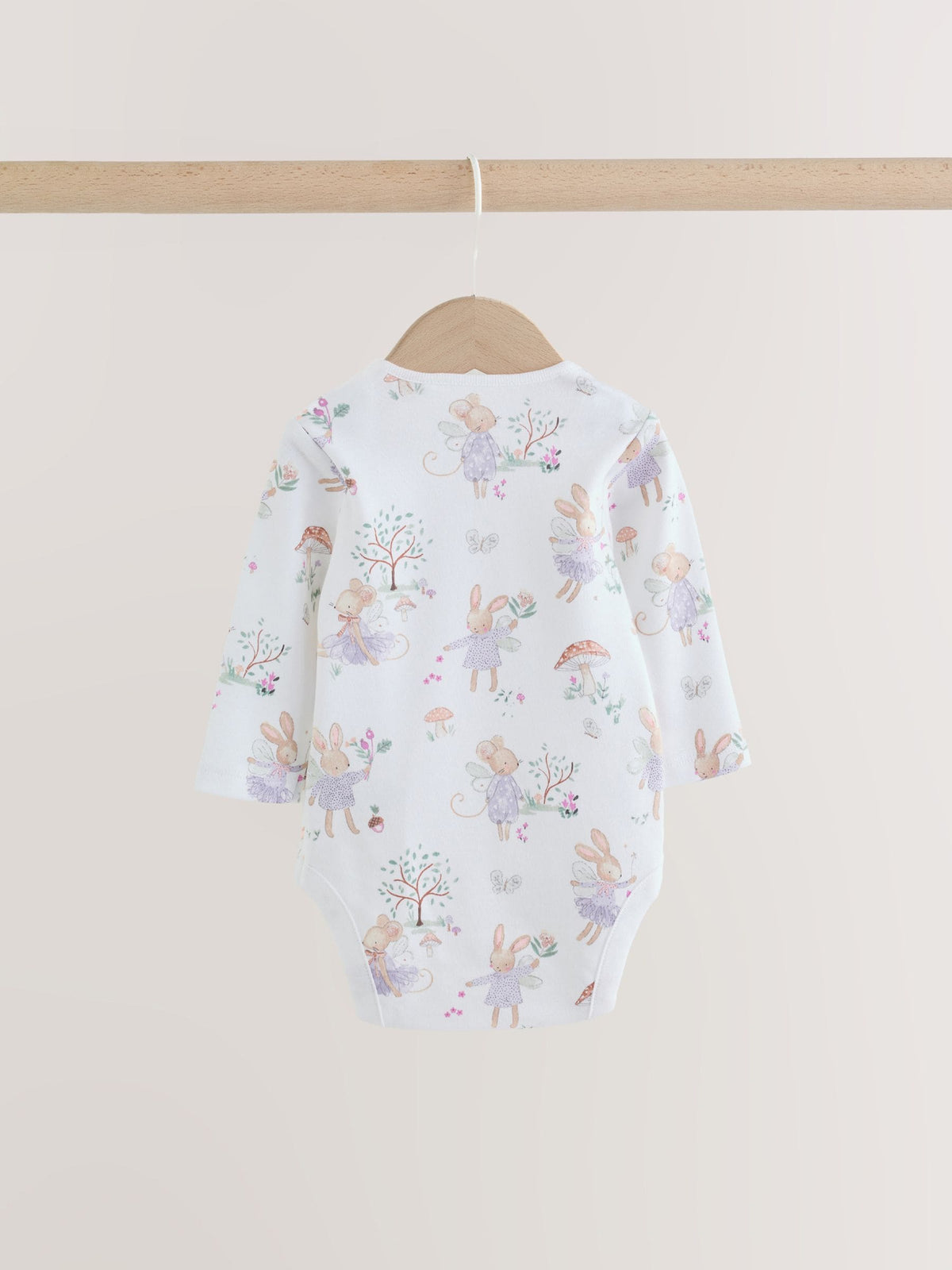 Lilac/Sage Fairy Mouse Long Sleeve Baby Bodysuits 5 Pack