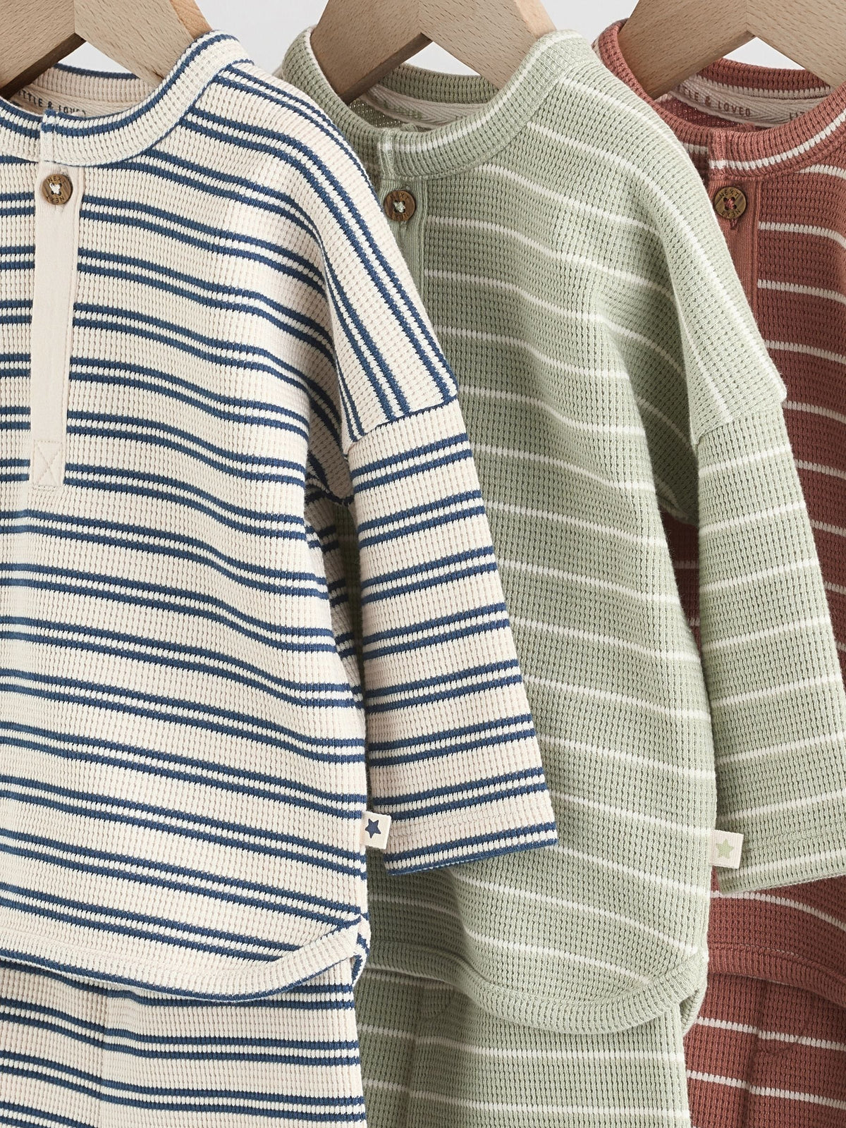 Green/Blue/Brown Stripe Baby Top & Leggings Set 6 Piece (0mths-3yrs)