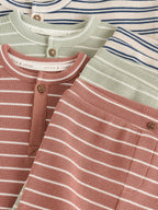 Green/Blue/Brown Stripe Baby Top & Leggings Set 6 Piece (0mths-3yrs)