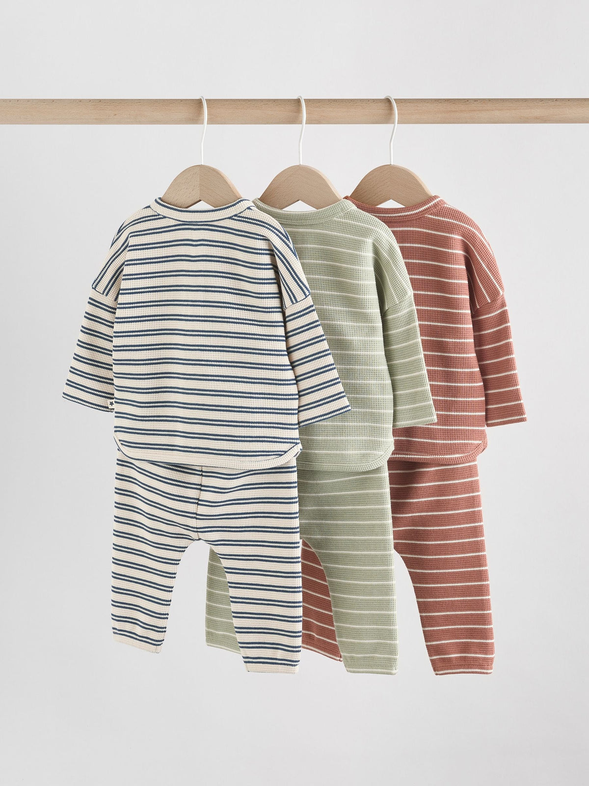 Green/Blue/Brown Stripe Baby Top & Leggings Set 6 Piece (0mths-3yrs)