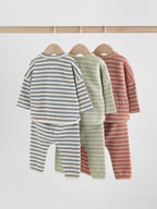 Green/Blue/Brown Stripe Baby Top & Leggings Set 6 Piece (0mths-3yrs)