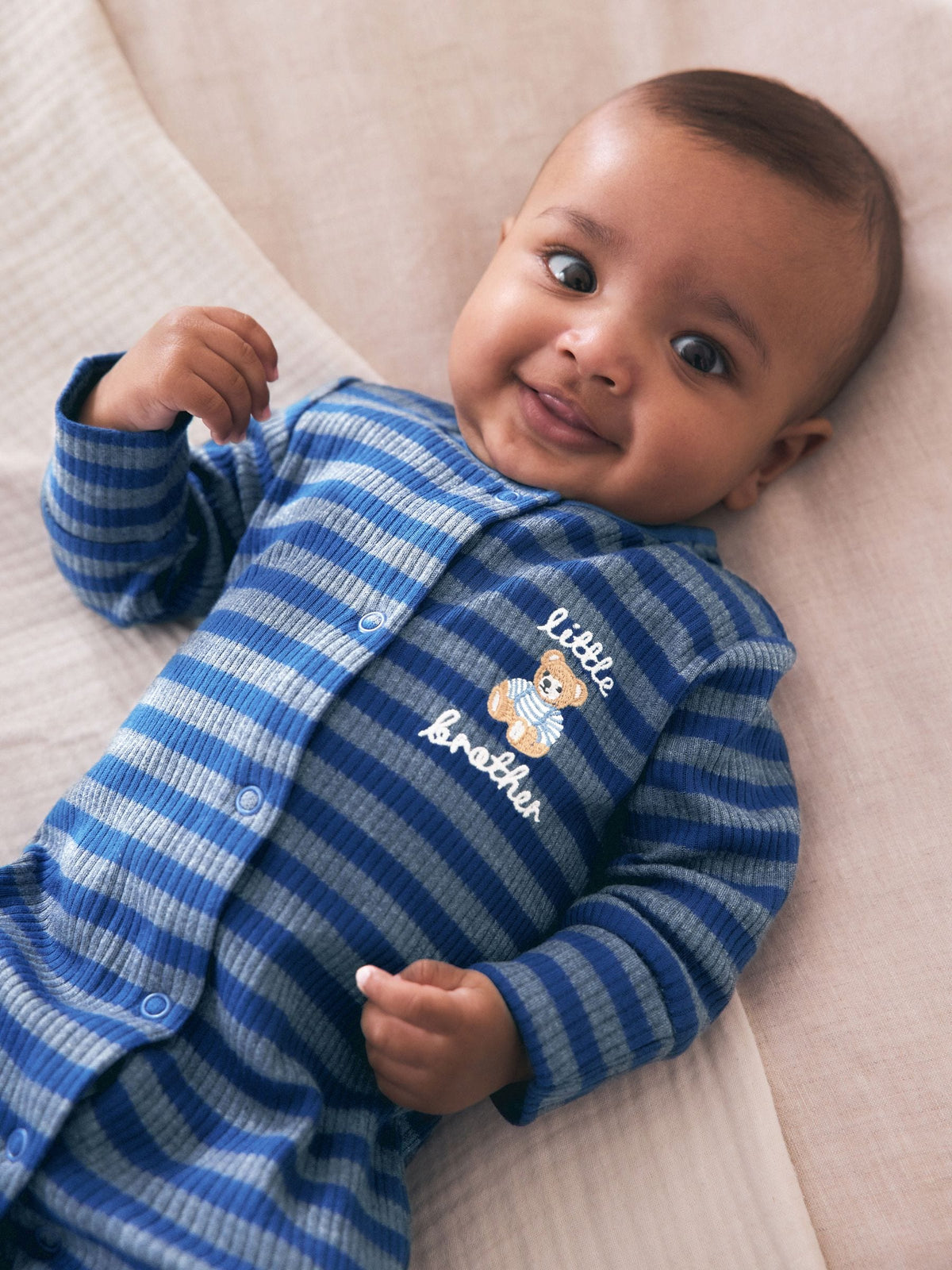 Navy Little Brother Family Baby Sleepsuit (0-2yrs)