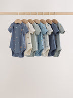 Blue Character Short Sleeve Baby Bodysuits 7 Pack