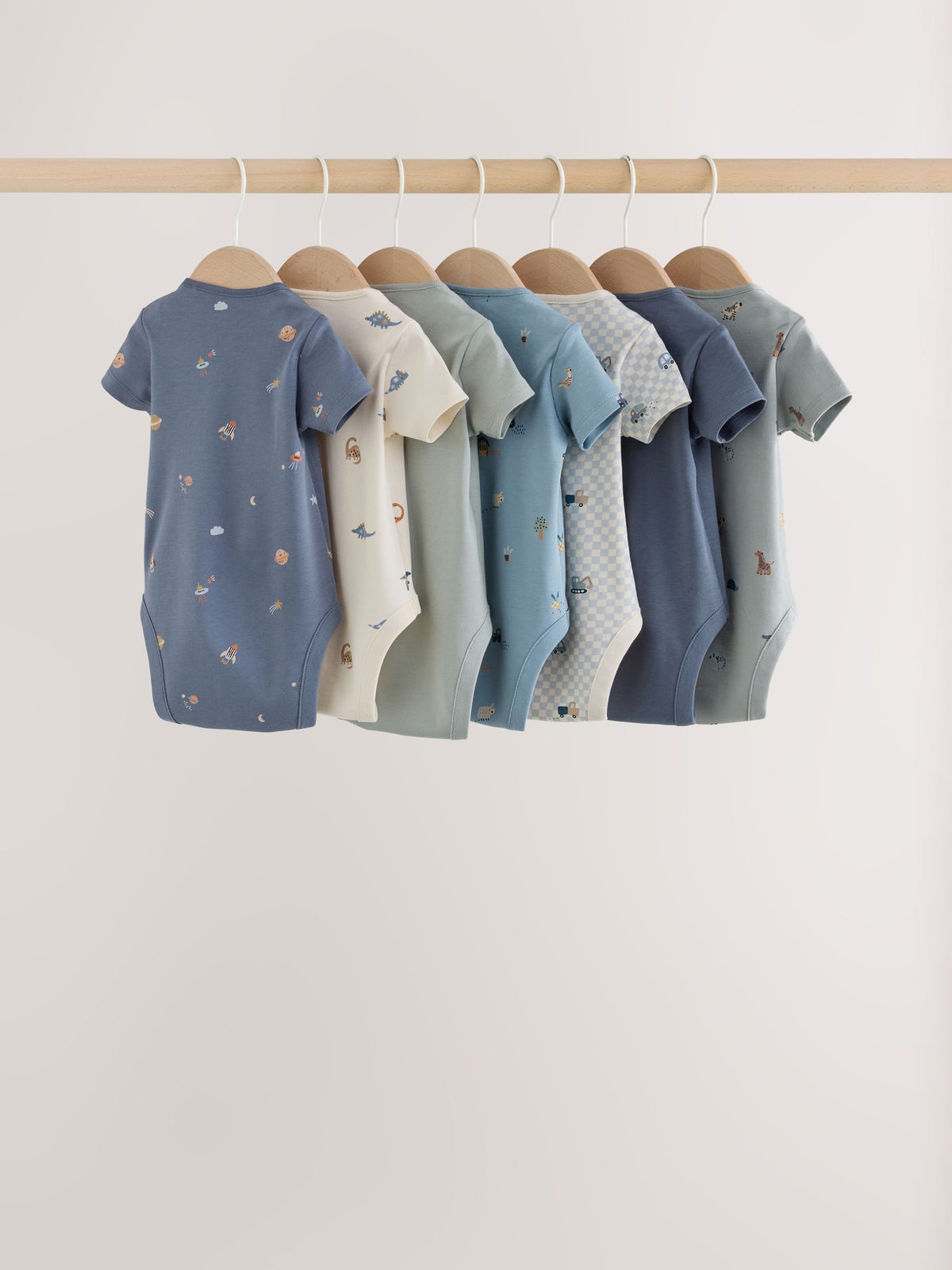 Blue Character Short Sleeve Baby Bodysuits 7 Pack