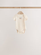 Neutral Dinosaur Short Sleeve Baby Bodysuits 5 Pack