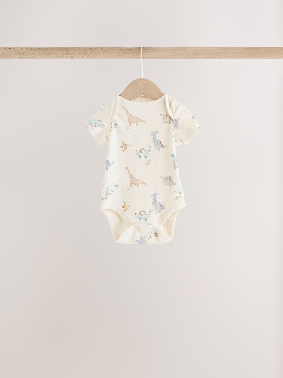 Neutral Dinosaur Short Sleeve Baby Bodysuits 5 Pack