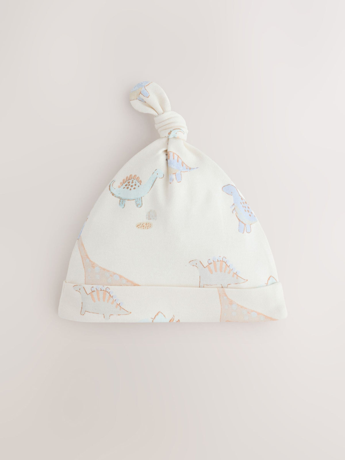 Neutral Dinosaur Tie Top Baby Hats 3 Pack (0-18mths)