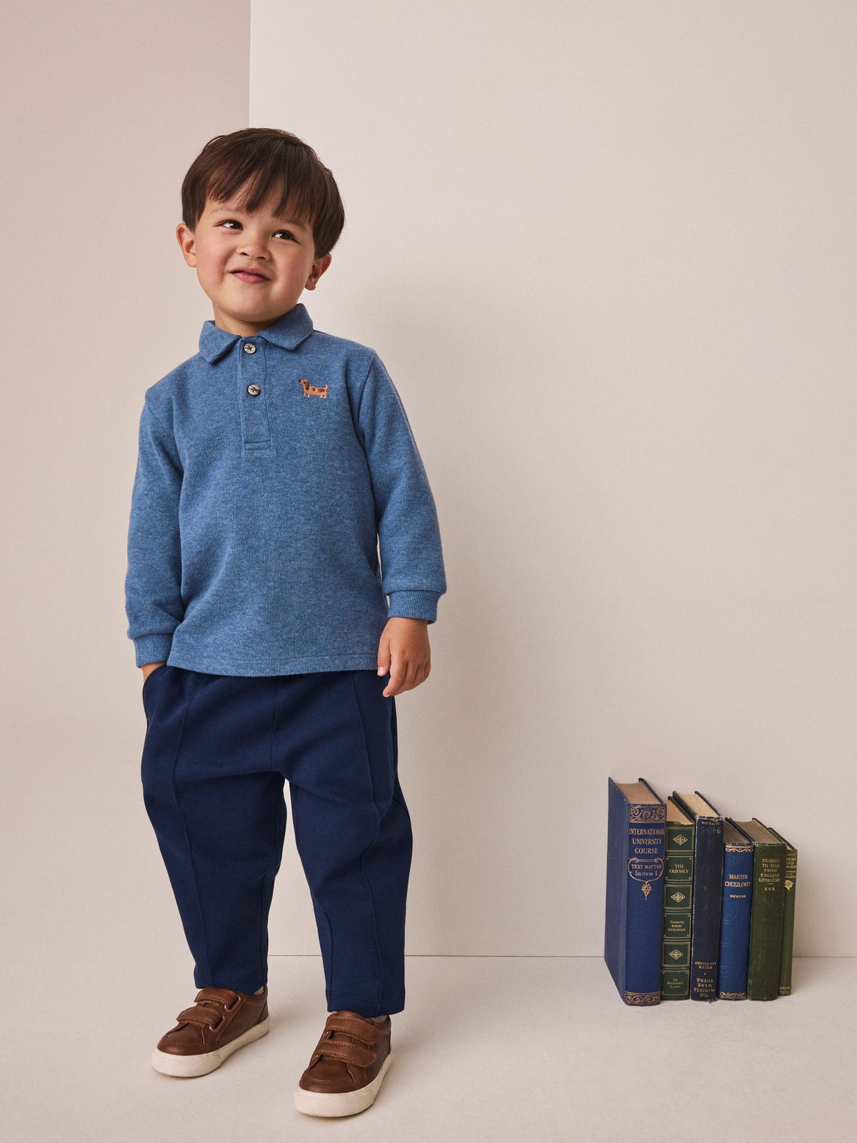 Blue Long Sleeve Polo Top and Joggers Set (3mths-7yrs)