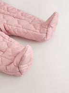 Pink Nylon Spot Double Zip Hooded Baby All-In-One (0mths-2yrs)